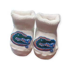 University of Florida UF Gators Baby Booties 3-6 Months White Made in the USA